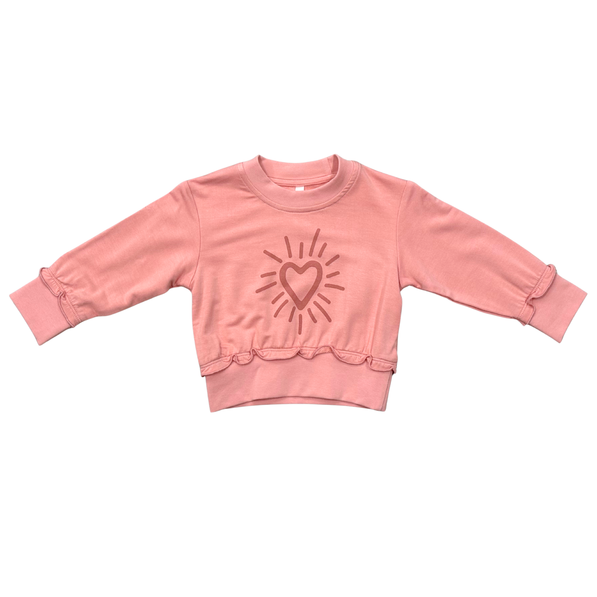 Girls Ruffle Hem Sweatshirt in Starburst Heart