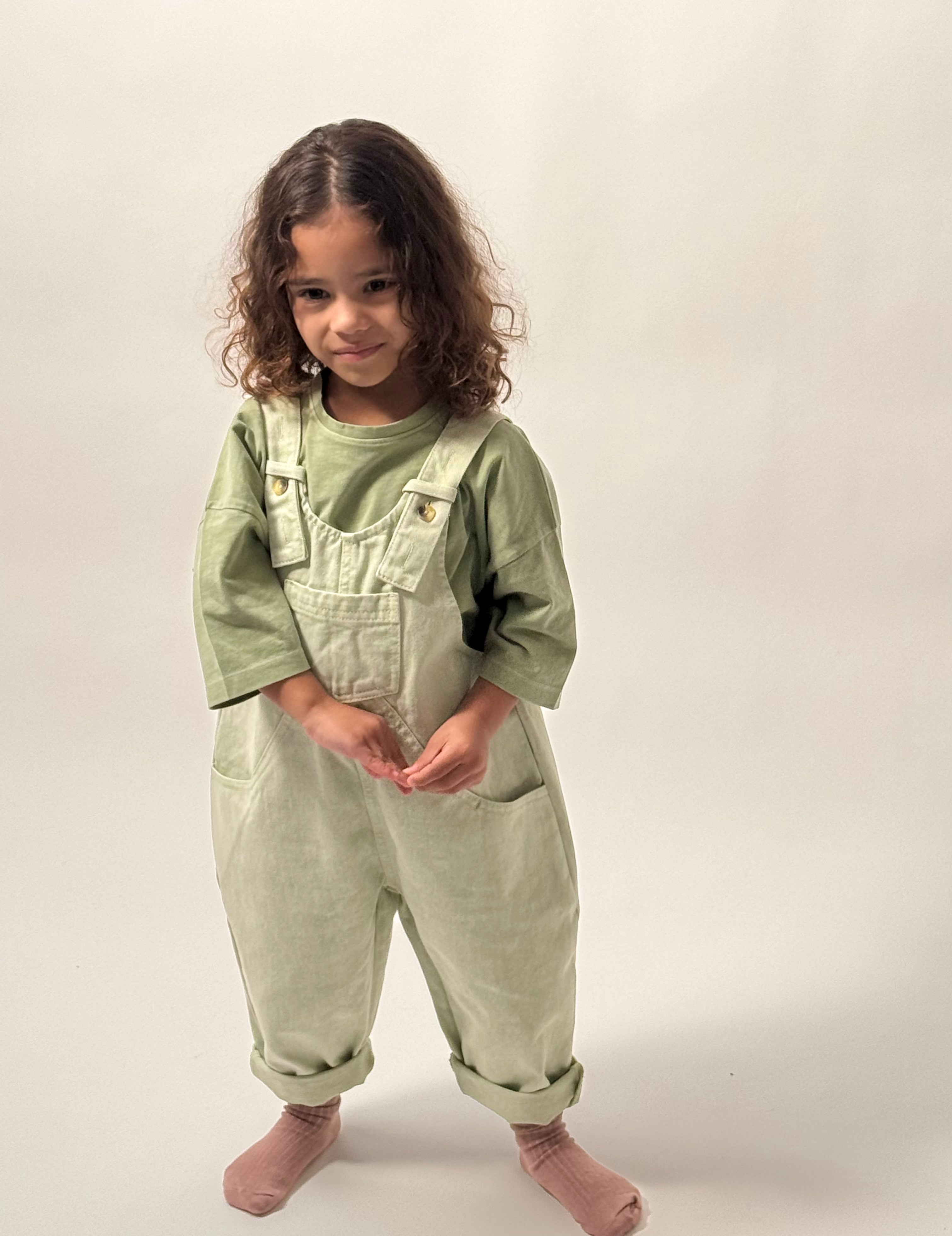 The Oversized Denim Dungaree Kids | Mineral Dyed