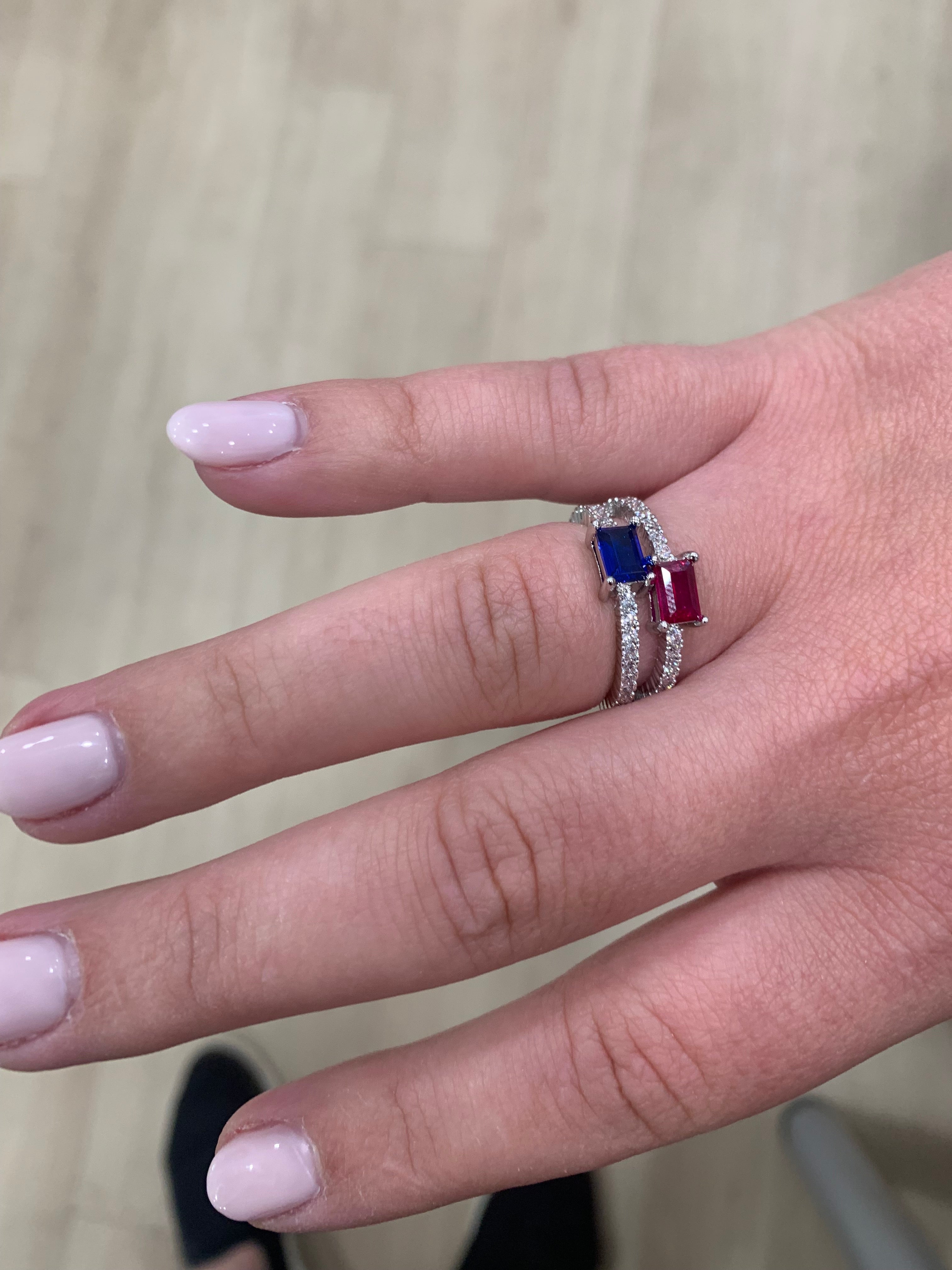 Rhodium Plated Cz Eternity Ring- Color Center Stone