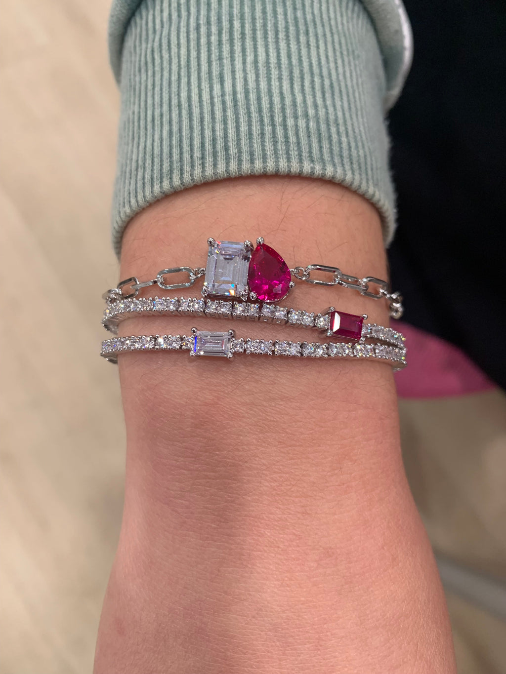 Rhodium Plated Cz Tennis Bracelet