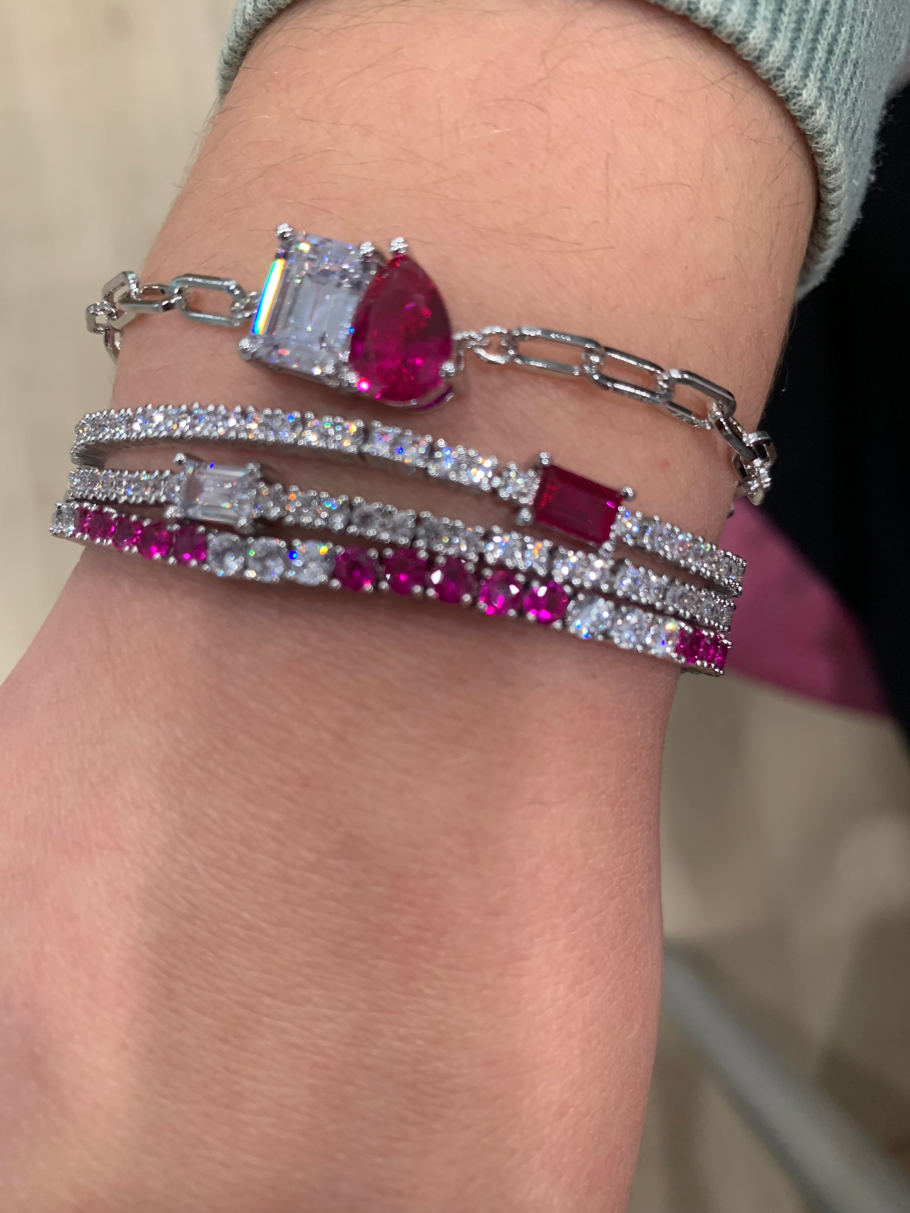 Rhodium Plated Cz Tennis Bracelet