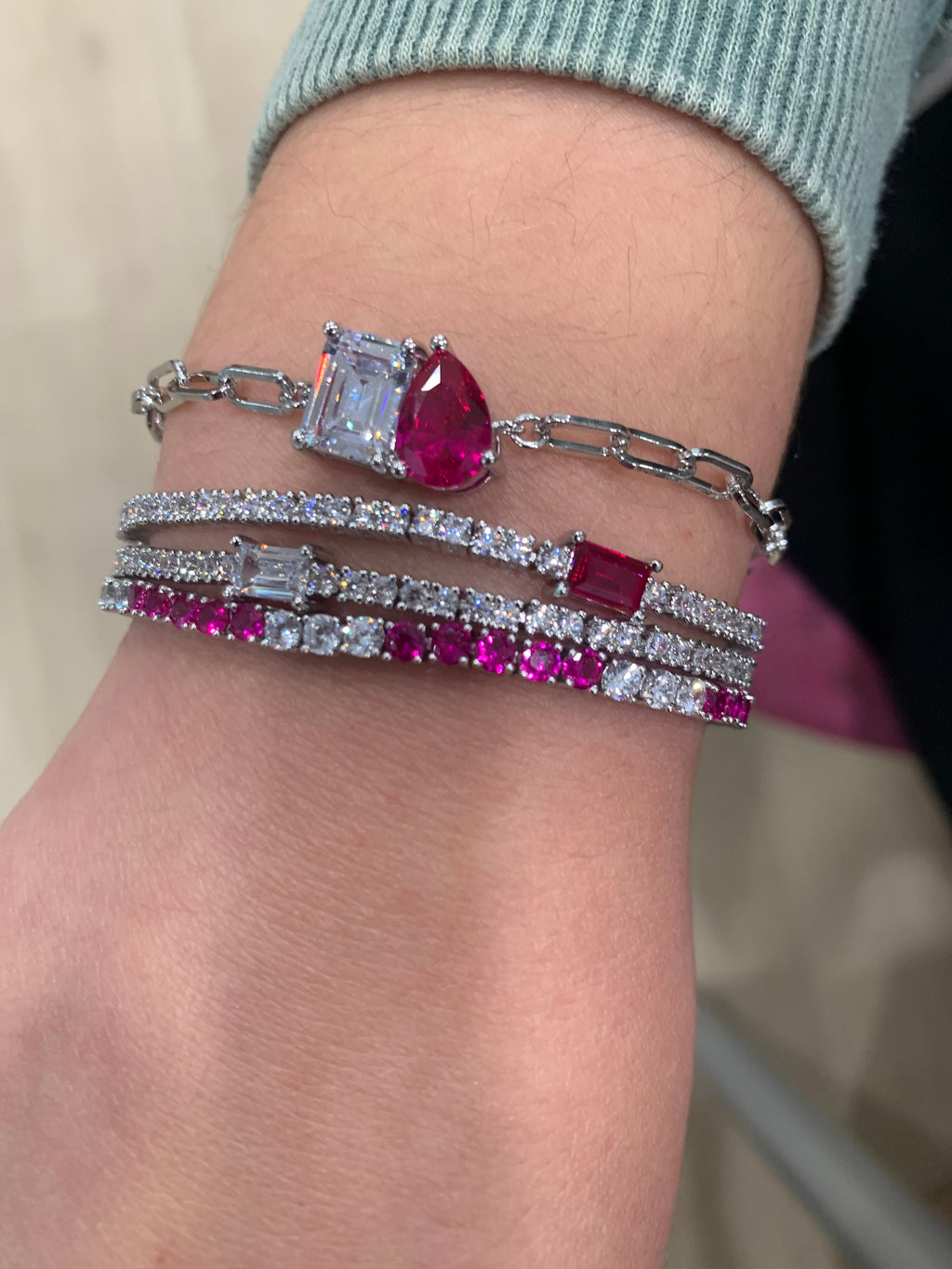 Rhodium Plated Cz Tennis Bracelet
