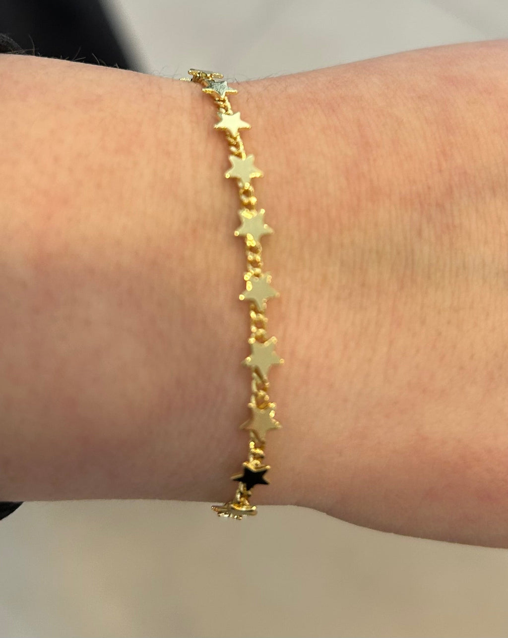 14K Gold Plated Stars On Link  Bracelet