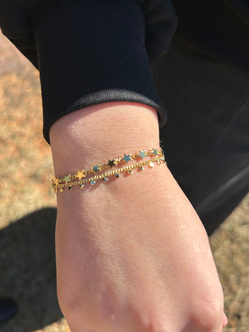 14K Gold Plated Link & Disc Dangles Bracelet
