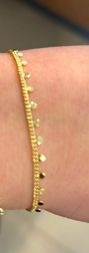 14K Gold Plated Link & Disc Dangles Bracelet