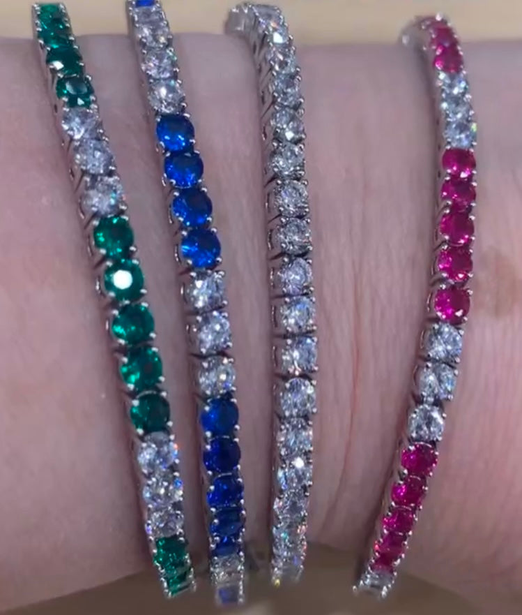 Rhodium Plated Cz Tennis Bracelet
