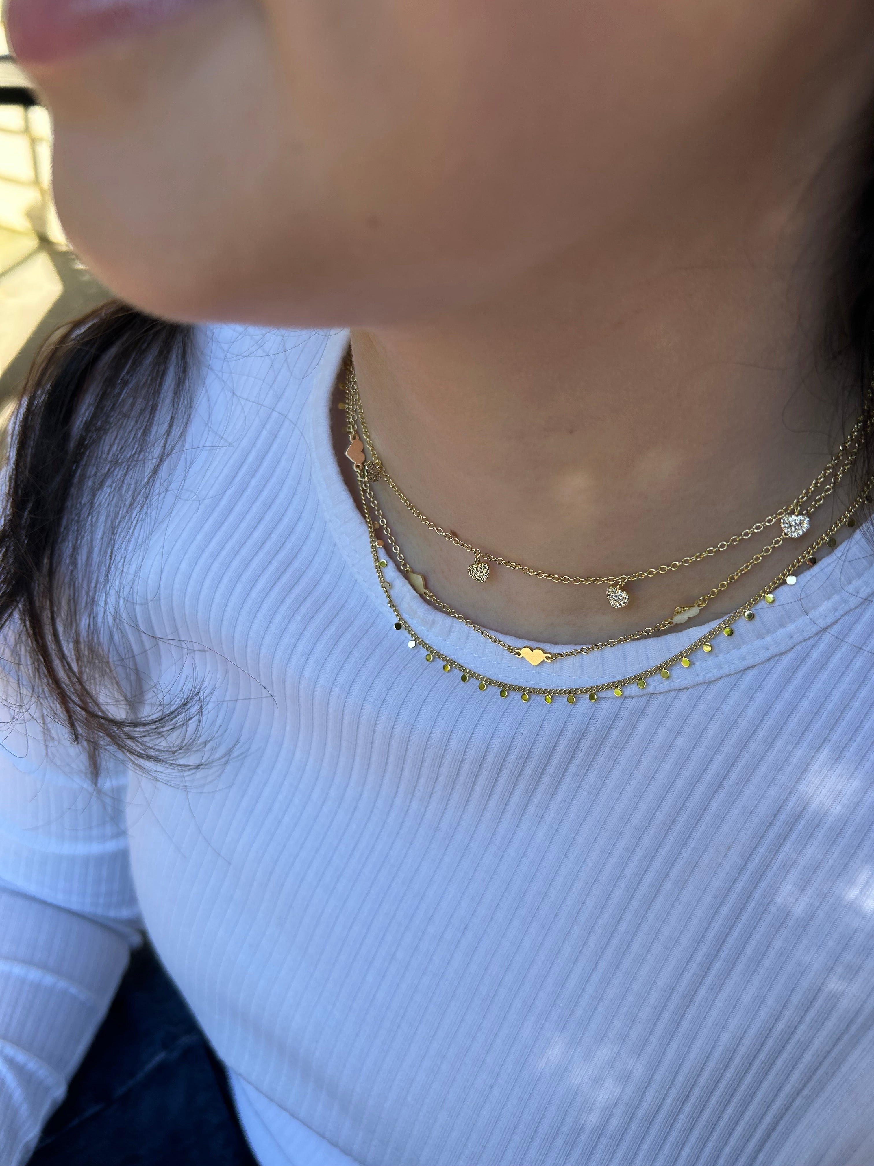 14K Gold Plated Heart Station Necklace