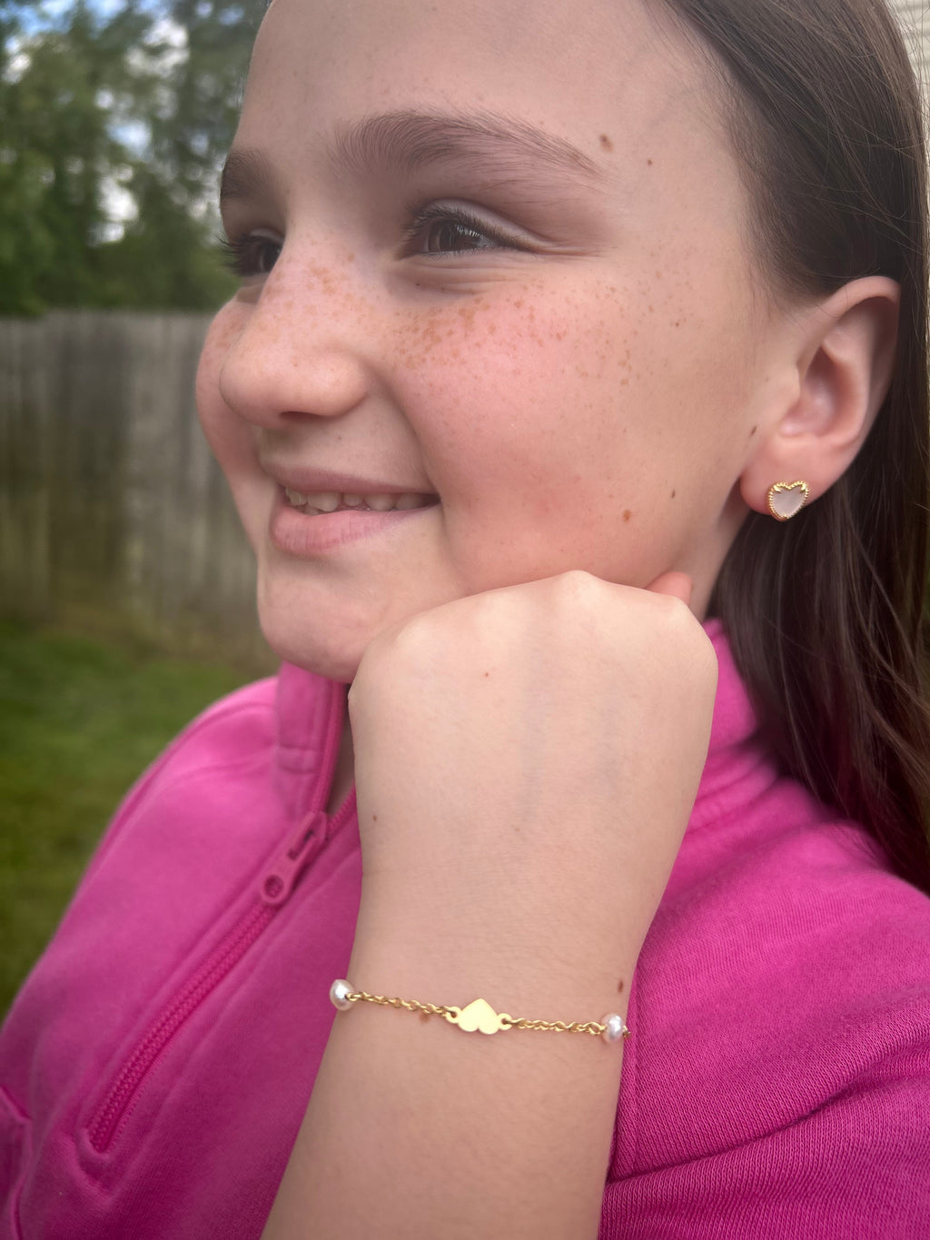 Pearl & Hearts Station Bracelet