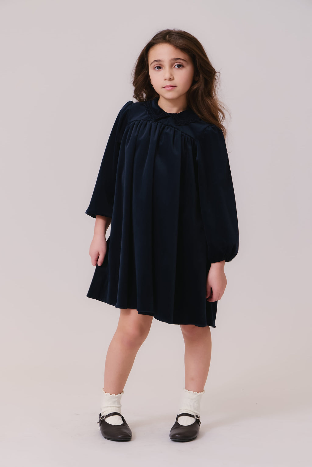 Nola Velvet Dress - Navy