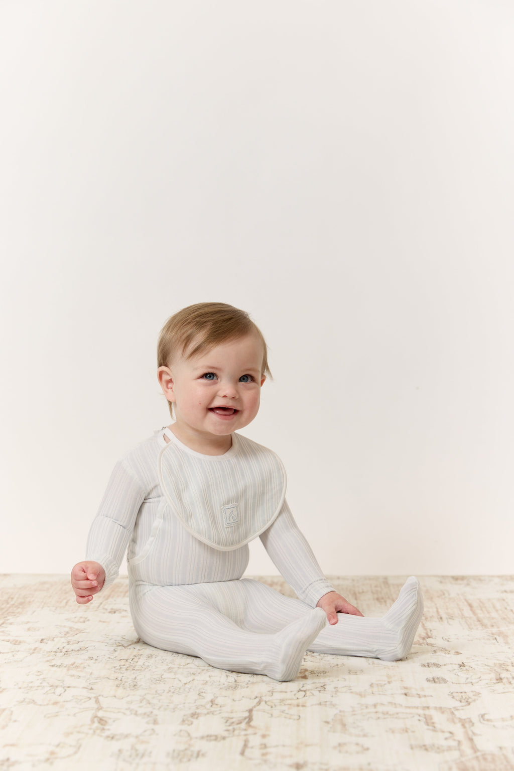 Stripe Stamp Footie - Blue