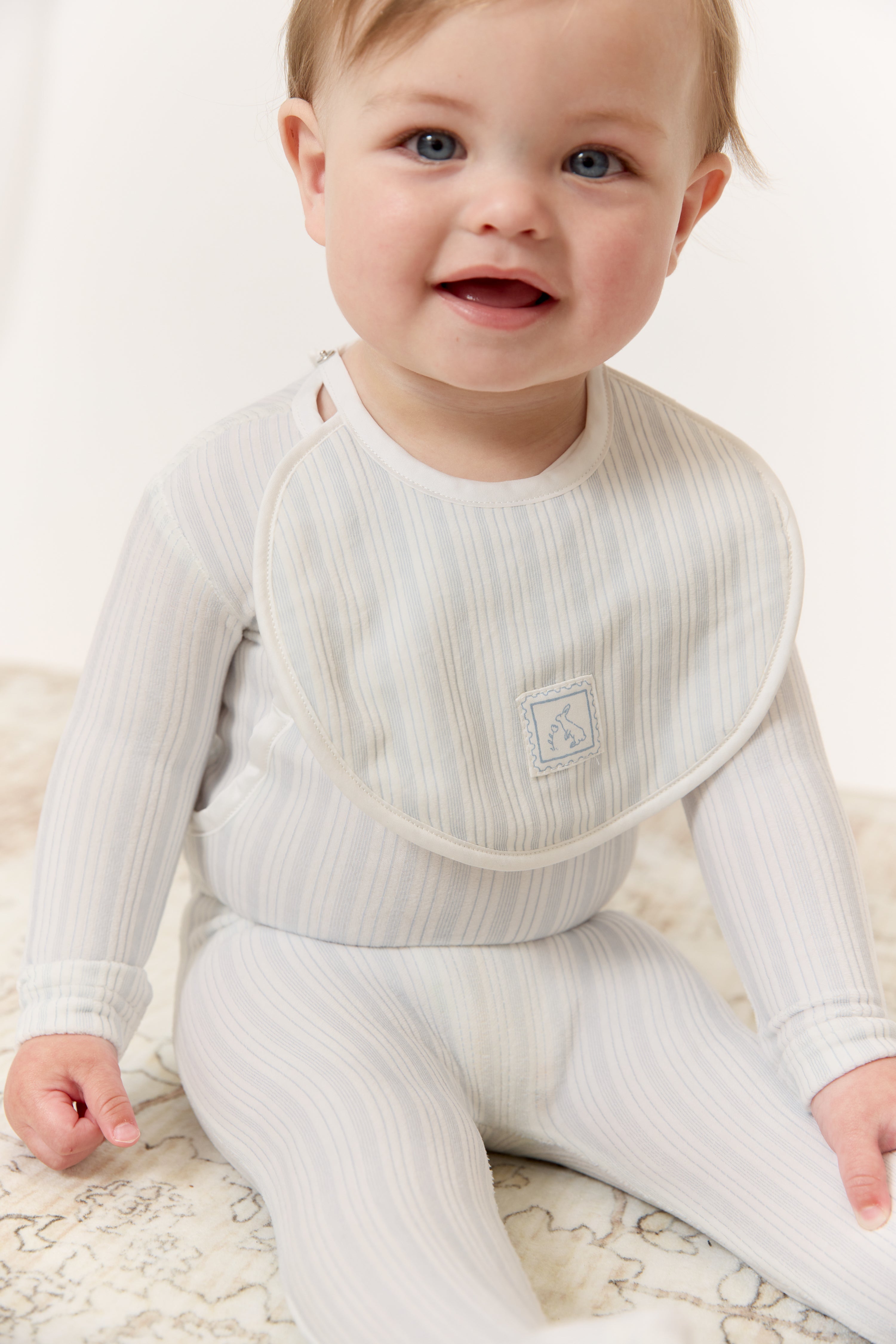 Stripe Stamp Bib - Blue