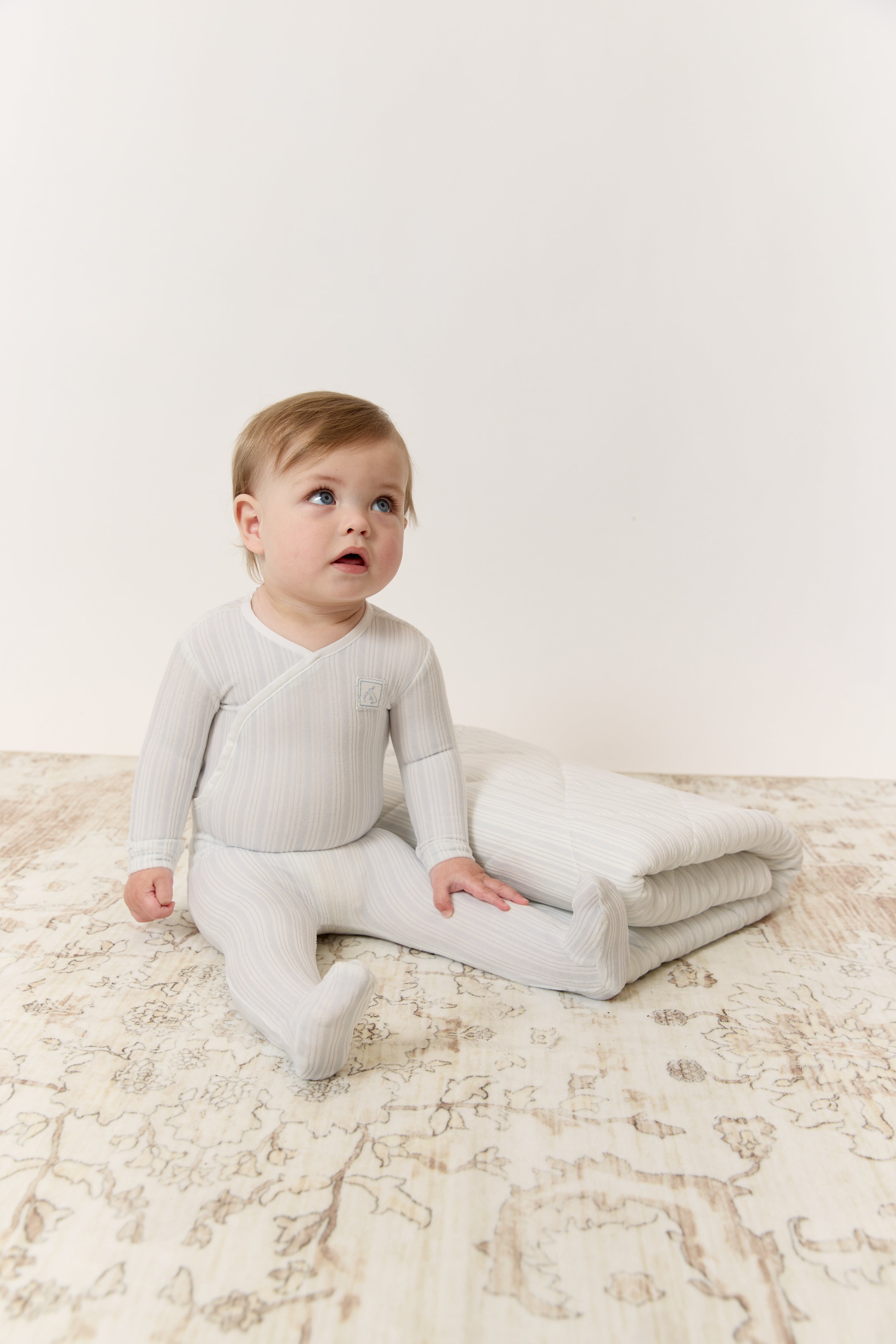 Stripe Stamp Footie - Blue