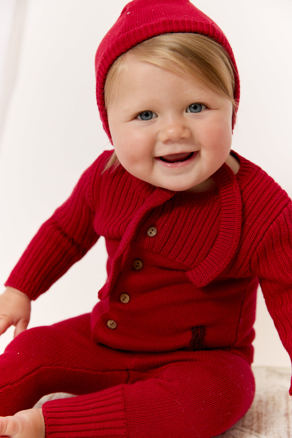 Bunny Knit Set with Hat - Red