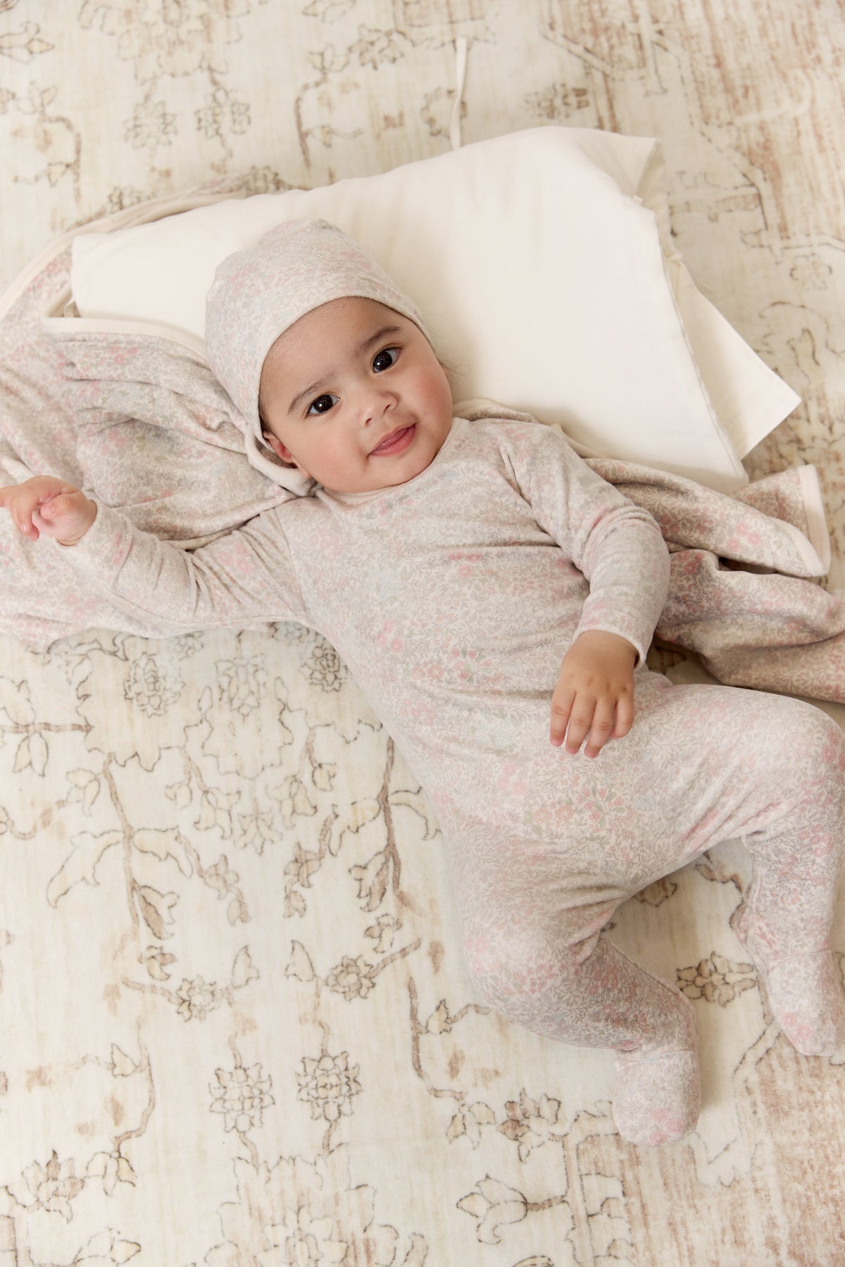 Petite Petal Footie, Hat & Blanket Set - Pink