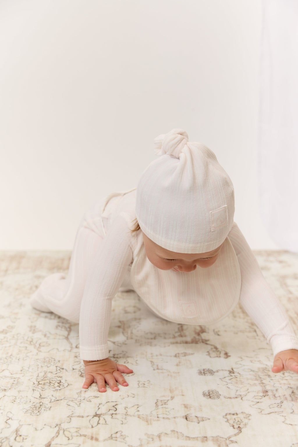 Stripe Stamp Footie, Hat & Blanket Set - Pink