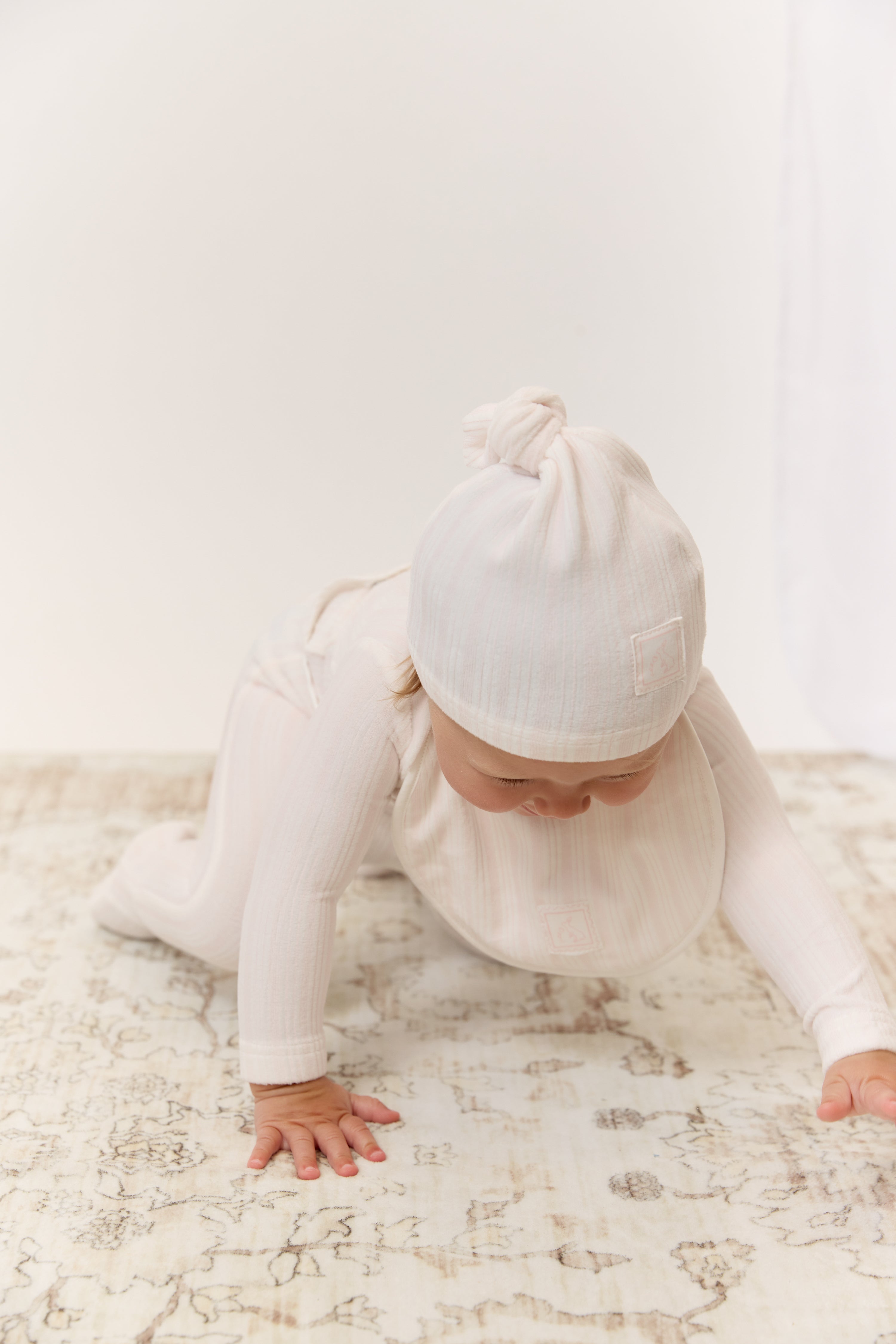 Stripe Stamp Footie, Hat & Blanket Set - Pink