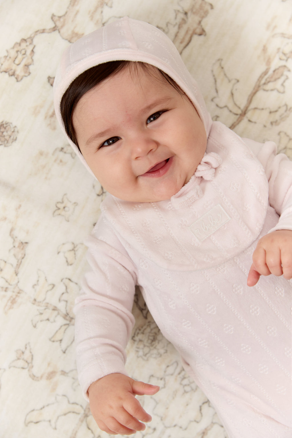 Bebe Pointelle Footie & Hat Set - Pink