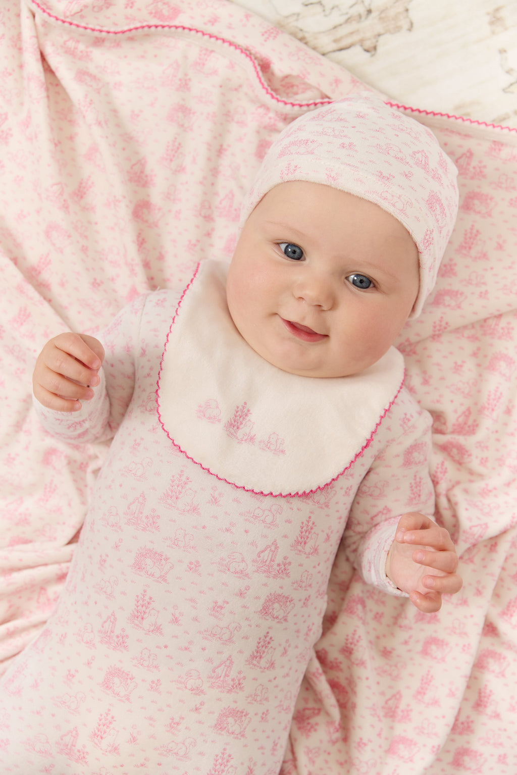 Woodland Toile Bib - Rose