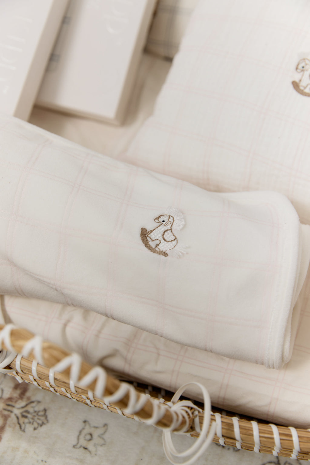 Whinny Plaid Footie, Hat & Blanket Set - Pink