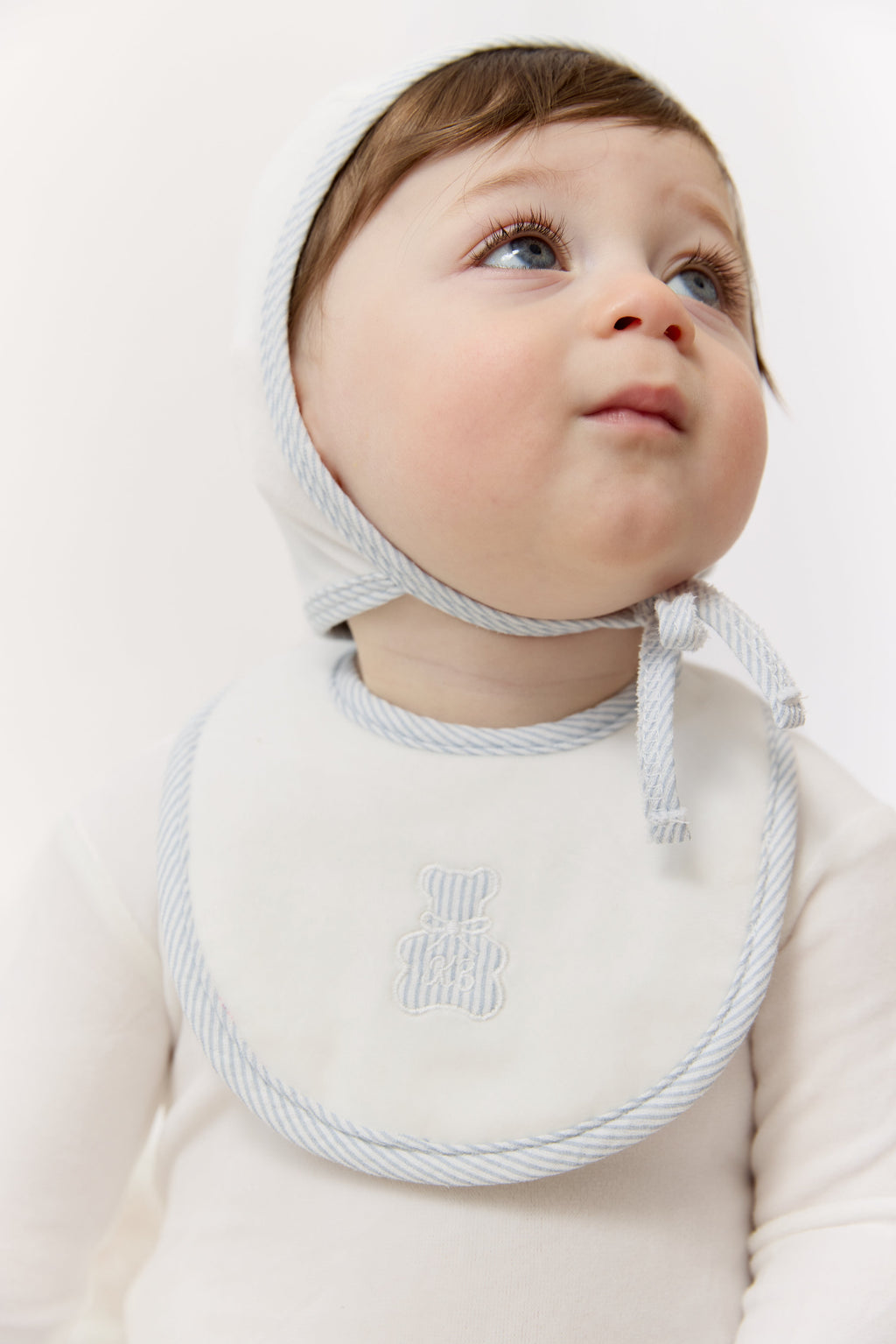 Petit Ours Bib - White Blue