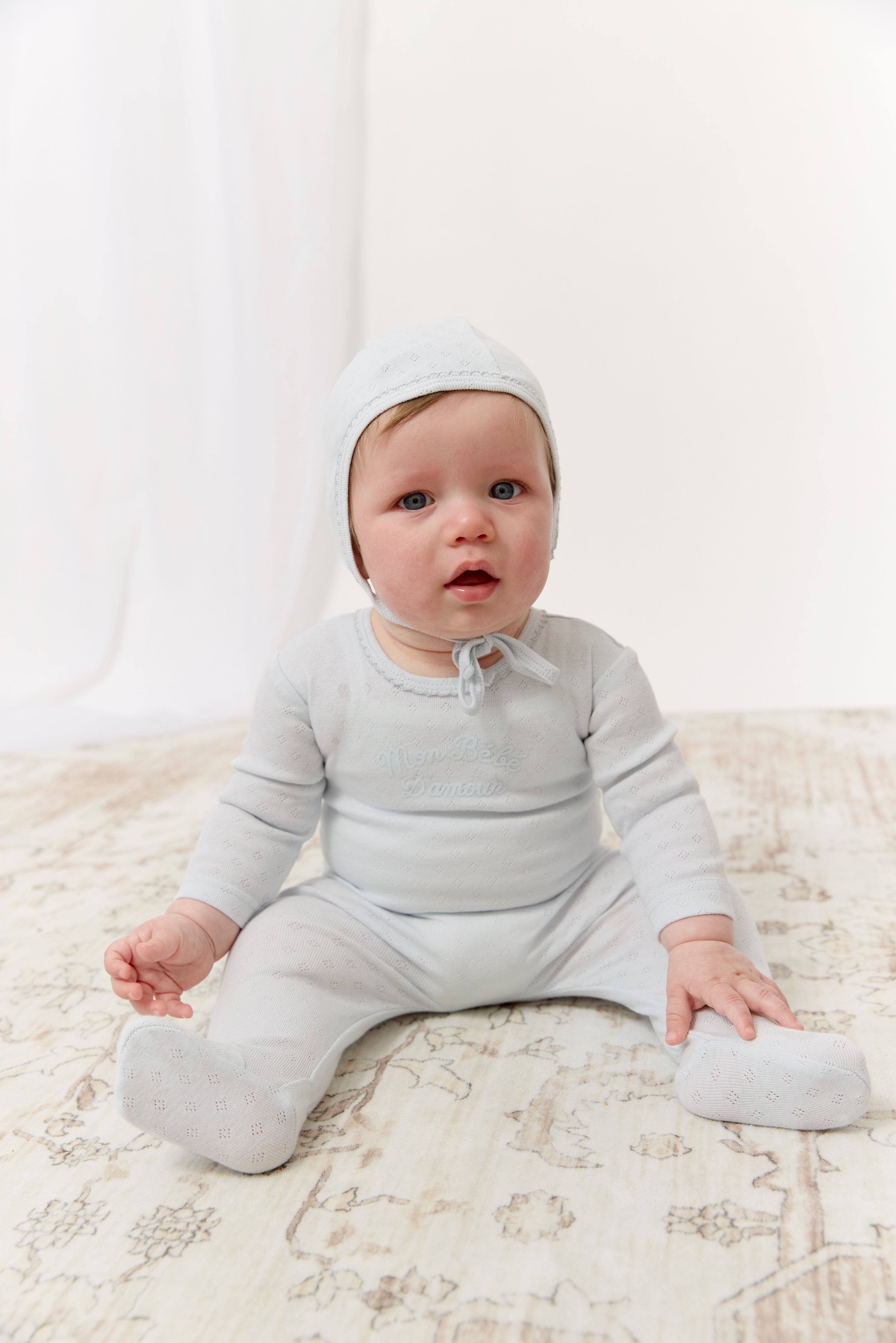 Mon Bebe Footie & Hat Set - Blue
