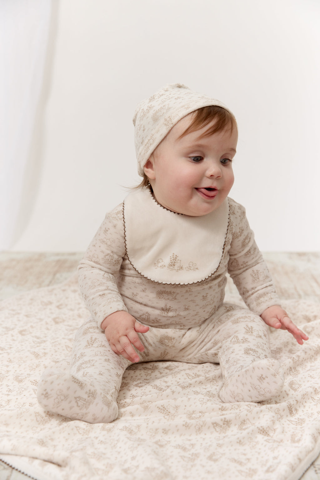 Woodland Toile Bib - Taupe