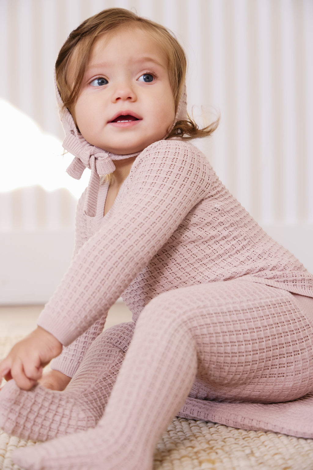 Textured Wrap Knit 2pc Set - Pink