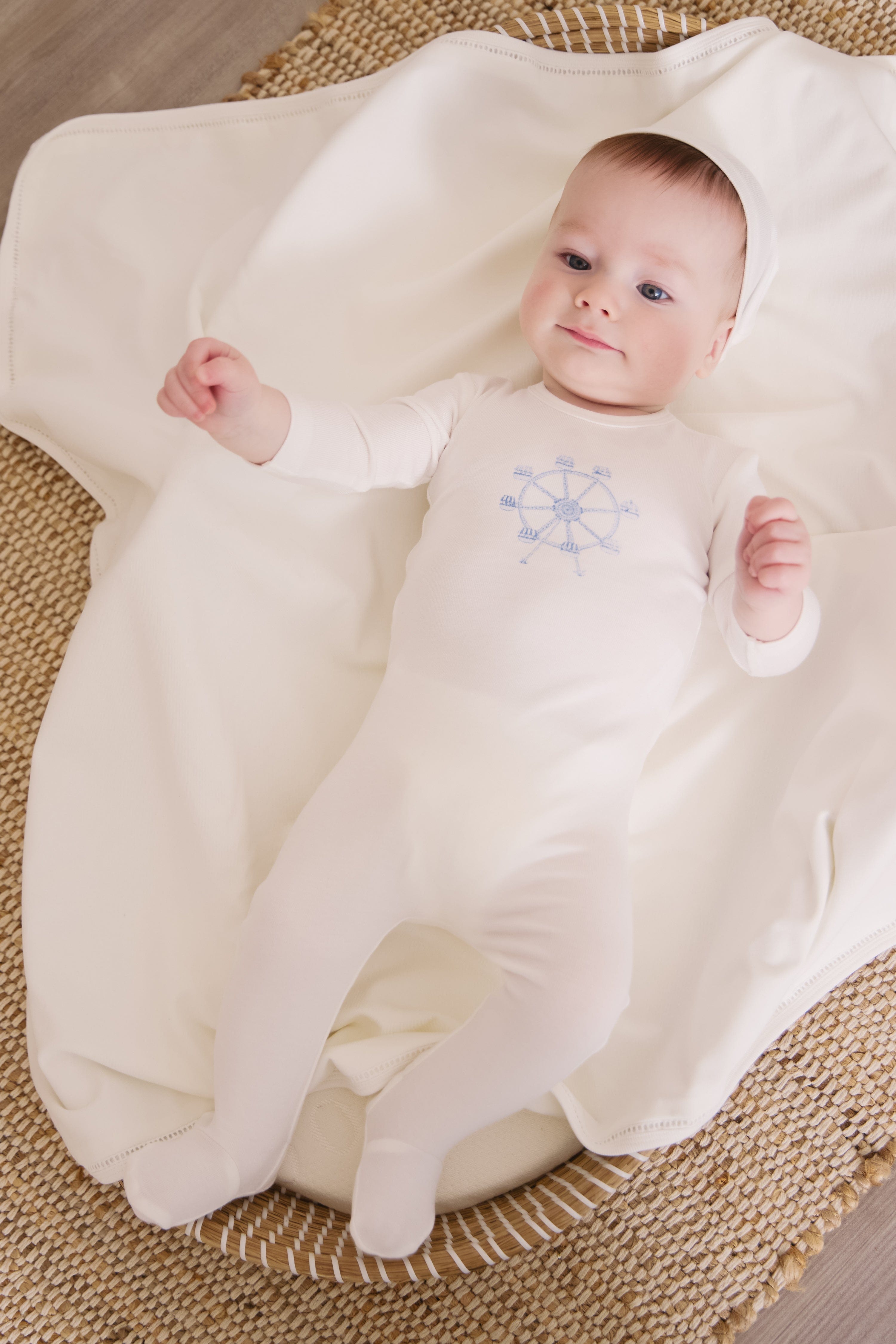 Carousel Footie 3PC Set - White Blue