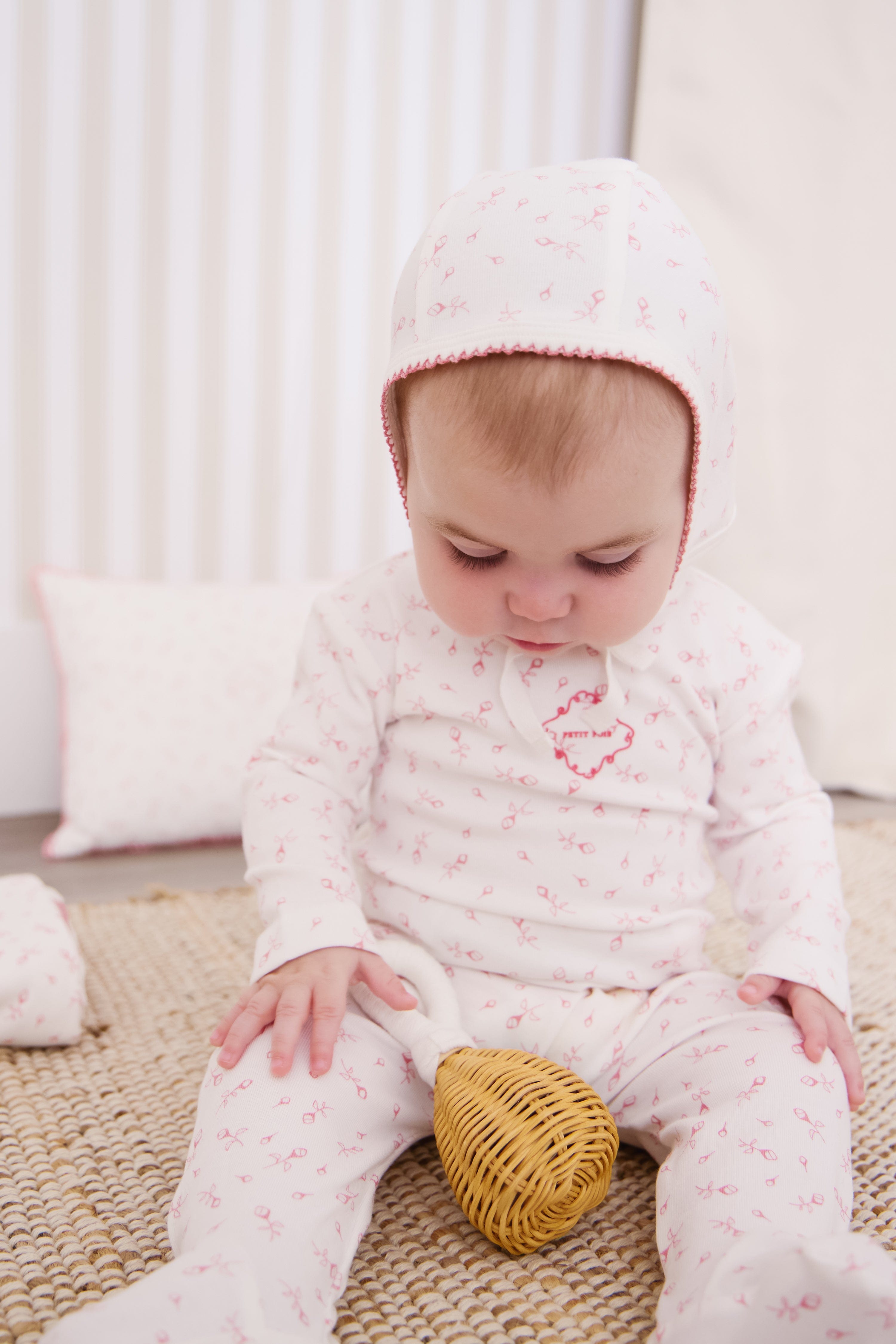 Petit Pois Footie + Hat Set - Pink