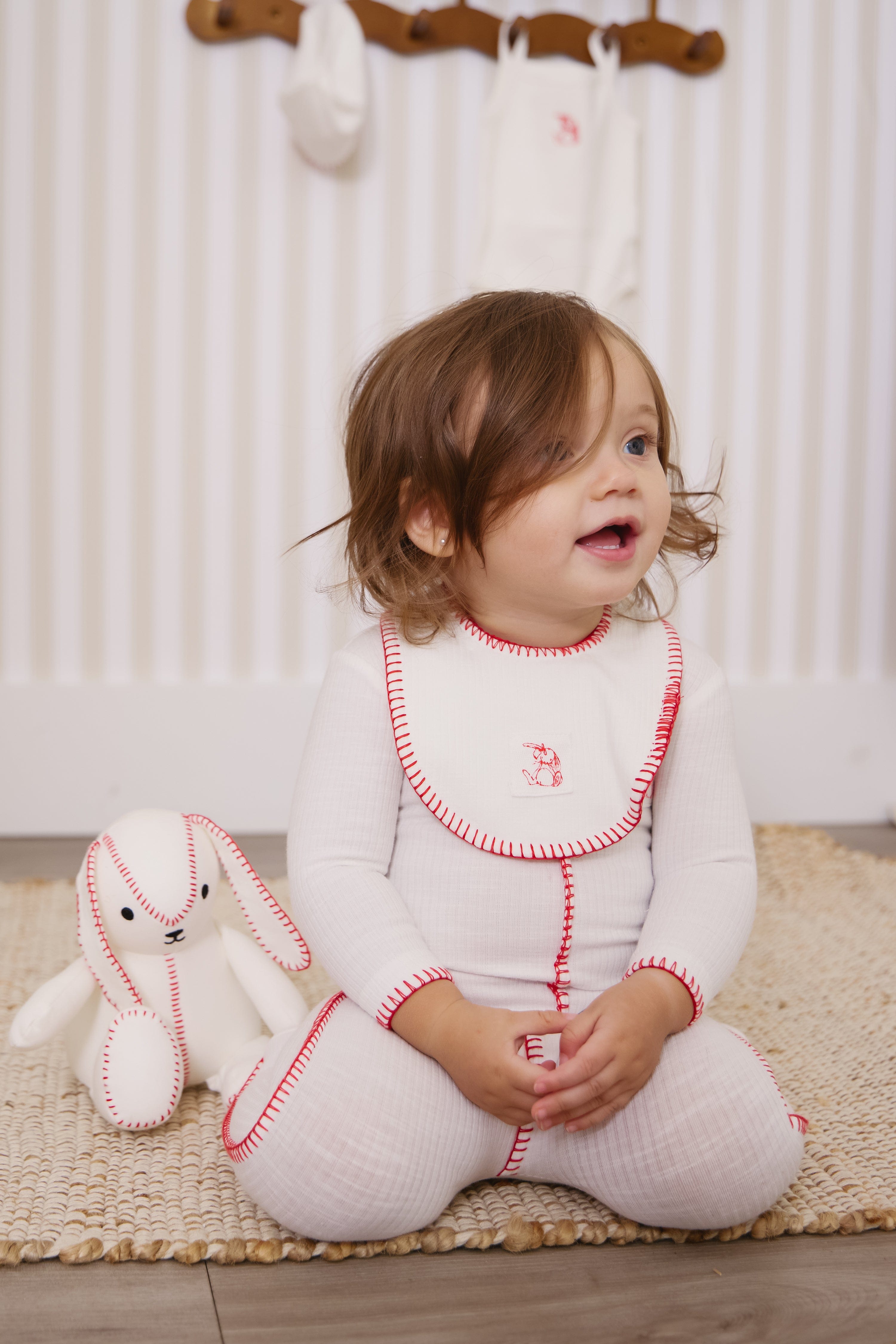 Bunny Rib Bib - Red