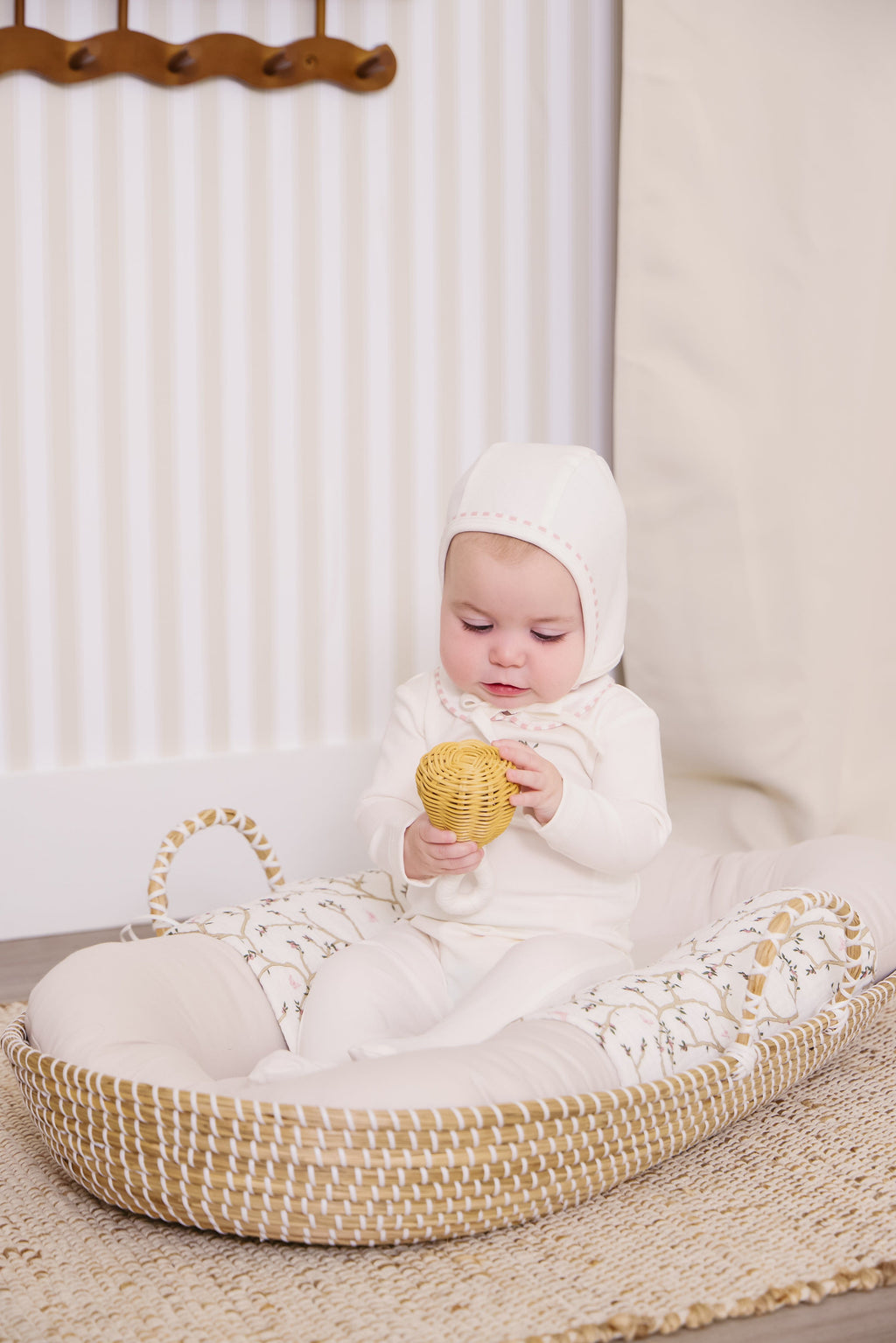 Magical Meadow Collar Footie + Hat - White Pink