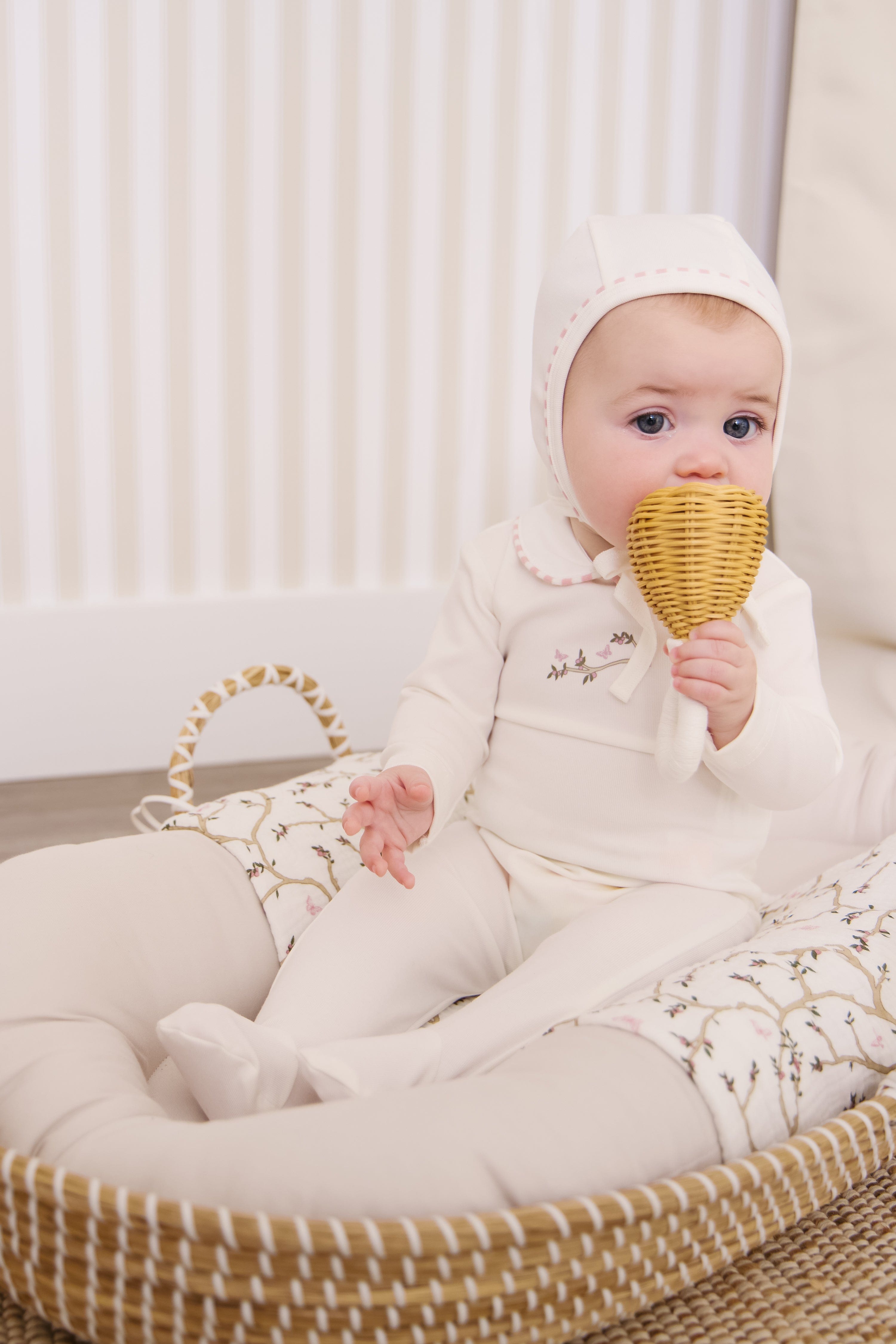 Magical Meadow Collar Footie + Hat - White Pink