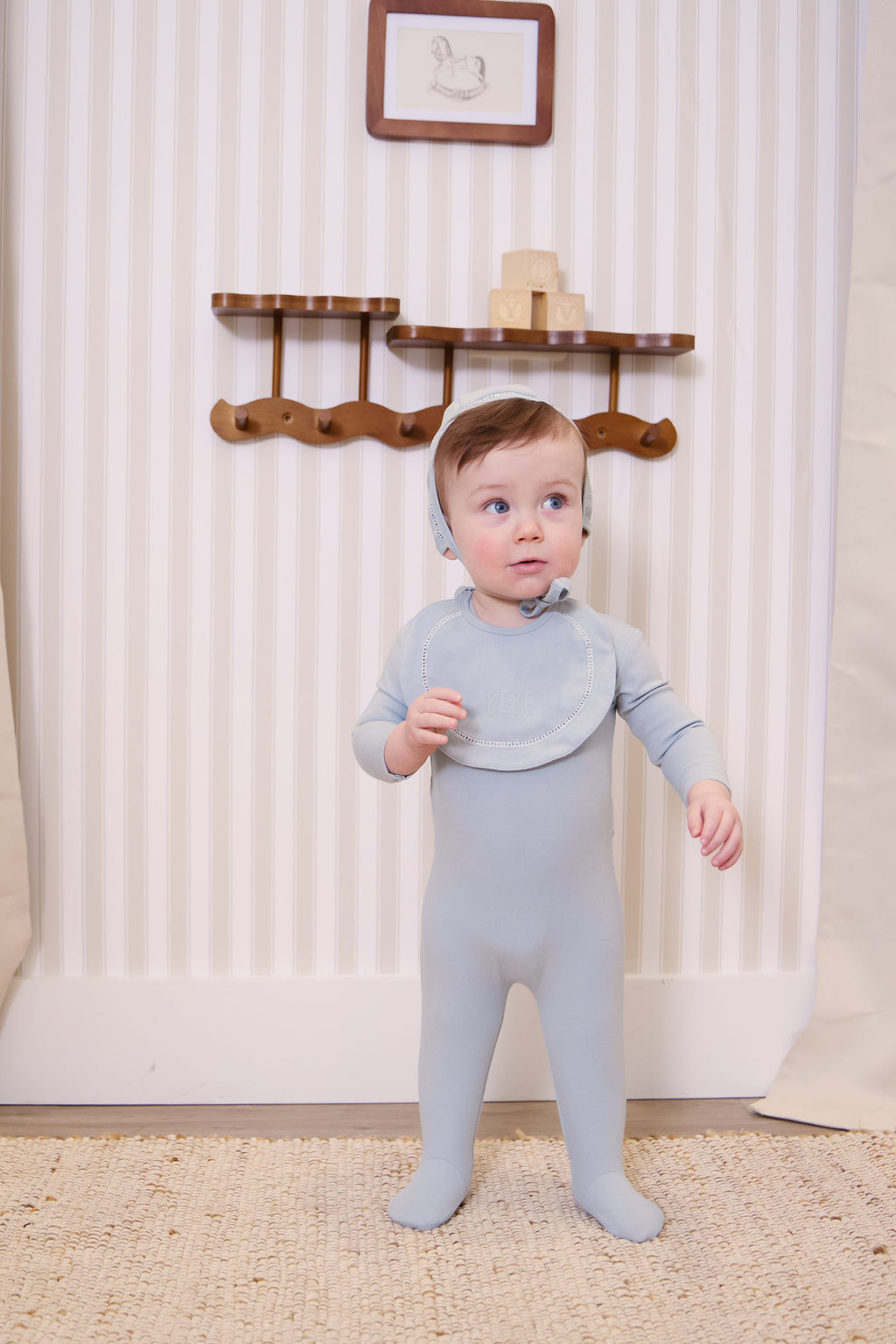 Bebe Footie+Hat Set - Blue