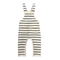 Baby Boy Knit Pocket Overalls in Charcoal Stripe