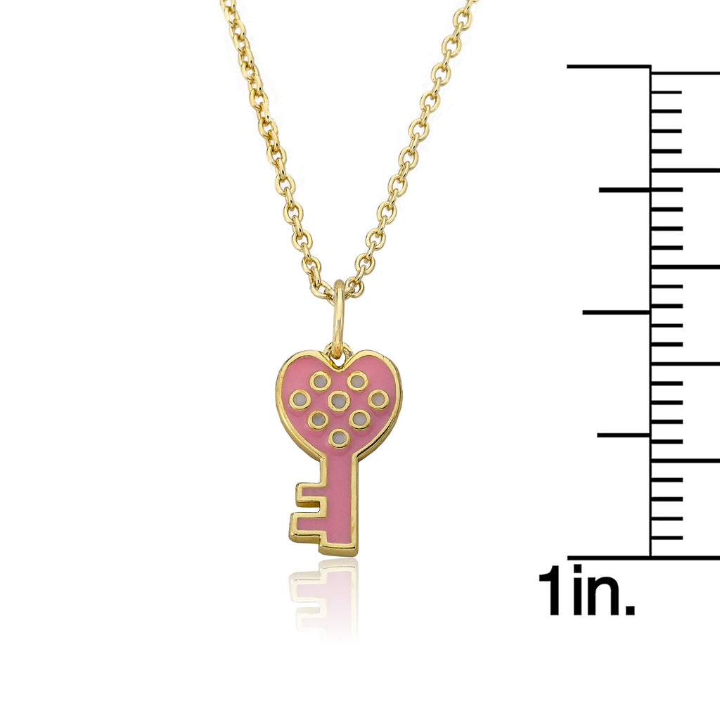 Pink Polka Dot Key Necklace