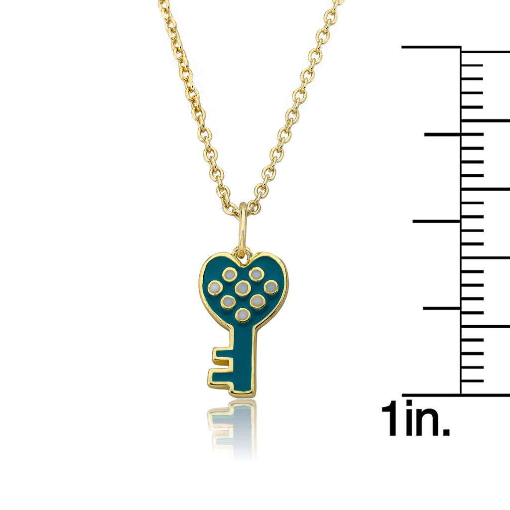 Turquoise Polka Dot Key Necklace