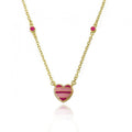 Pink Striped Heart Necklace