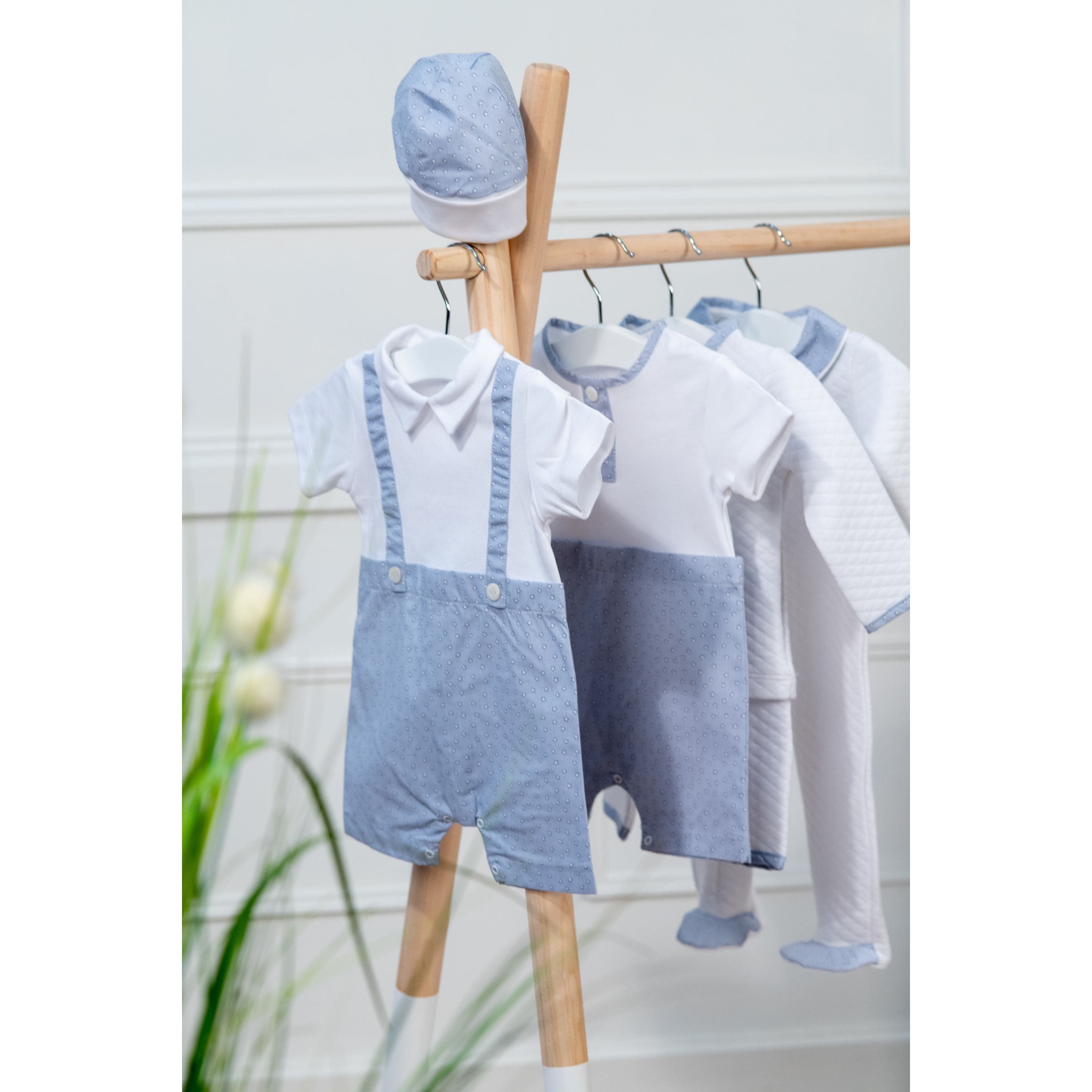 LITTLE STARS | Boys White Quilted Cotton Pants Set