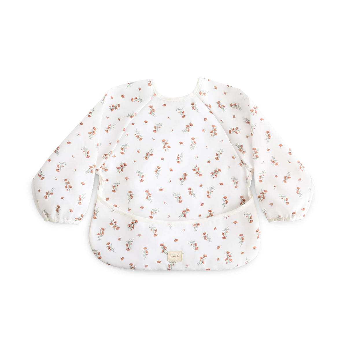 Long Sleeve Bib in Pink Flowers by Mushie