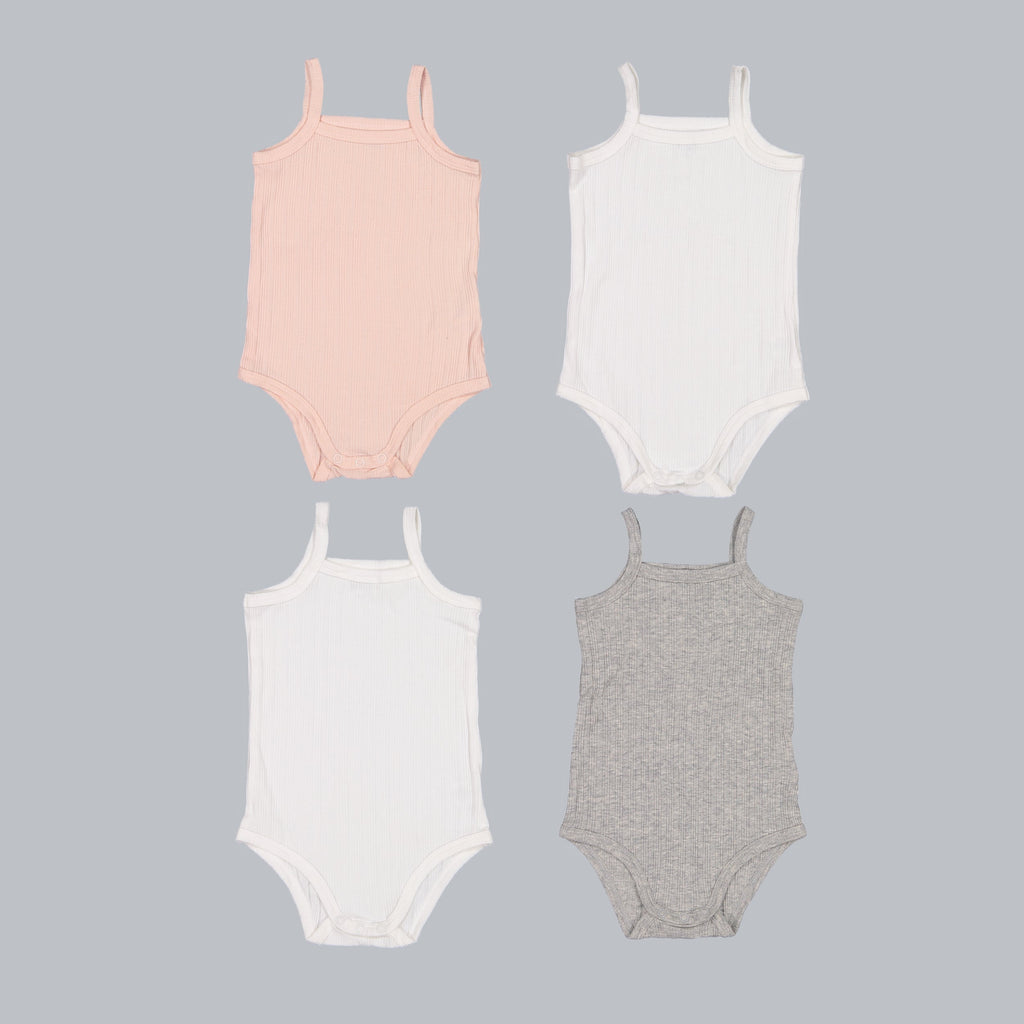 *Exclusive* Baby Girl Sleeveless 4pc Onesie Set