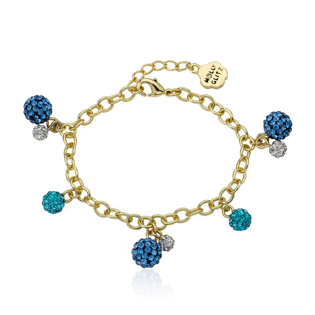 GLITZ BLITZ Crystal Ball Charm Bracelet