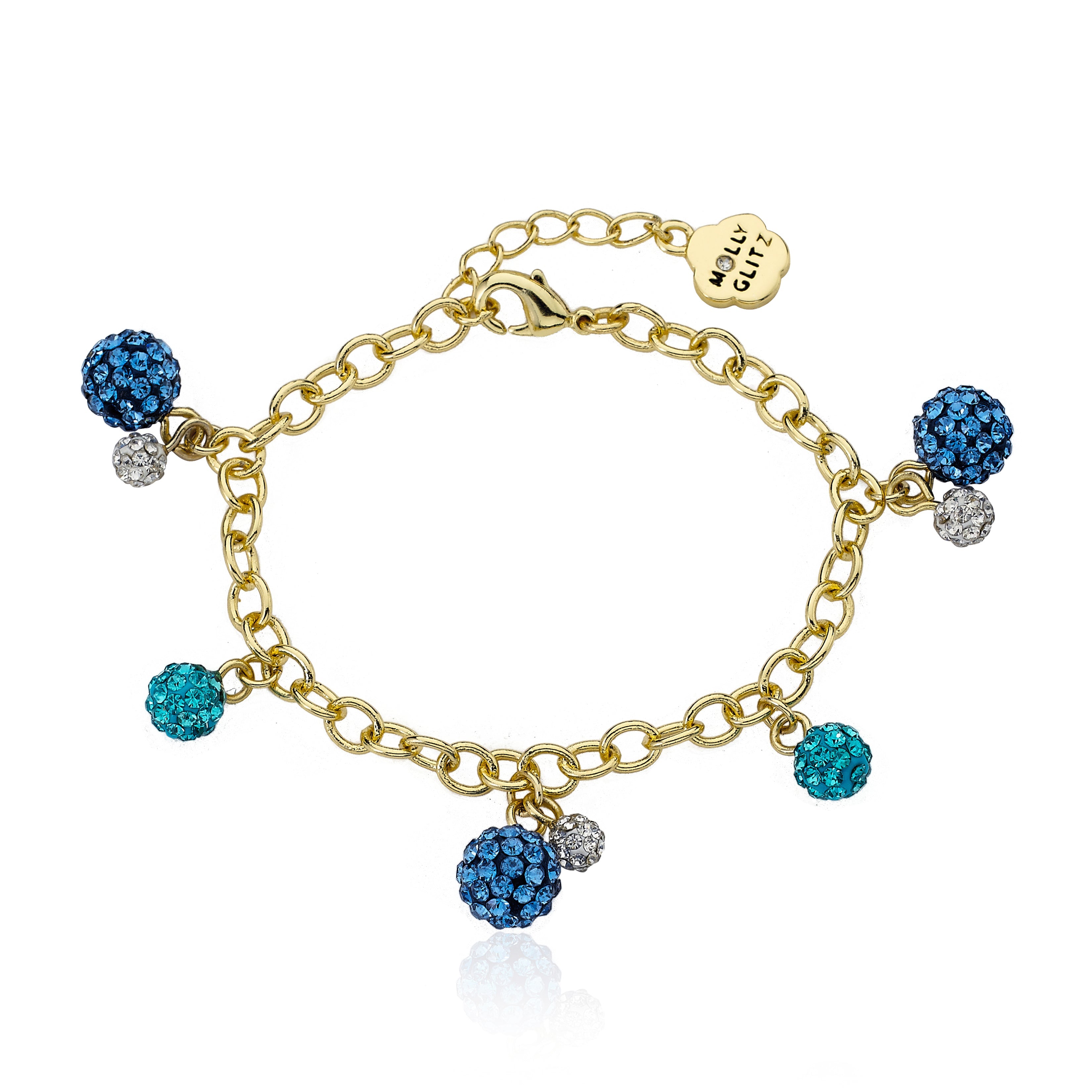 GLITZ BLITZ Crystal Ball Charm Bracelet