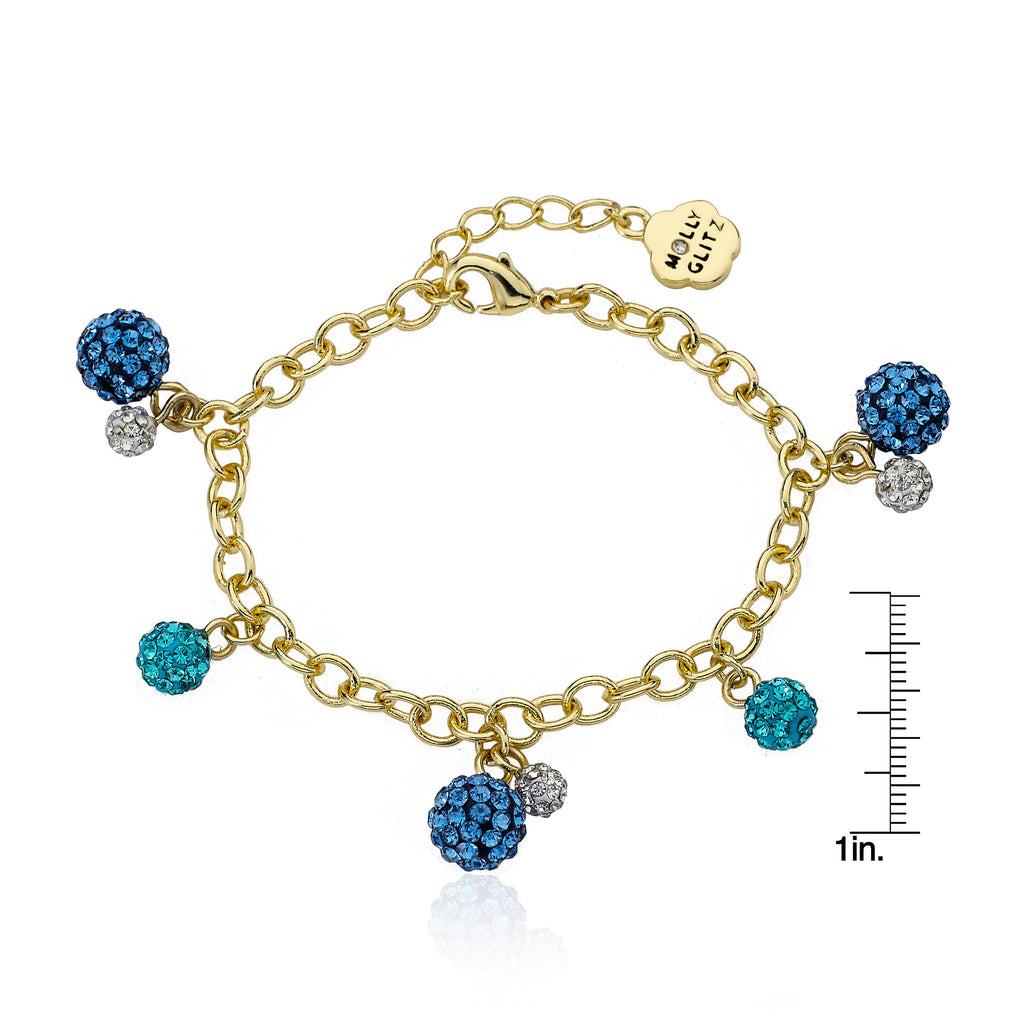 GLITZ BLITZ Crystal Ball Charm Bracelet