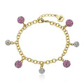 GLITZ BLITZ Crystal Ball Charm Bracelet / Pink