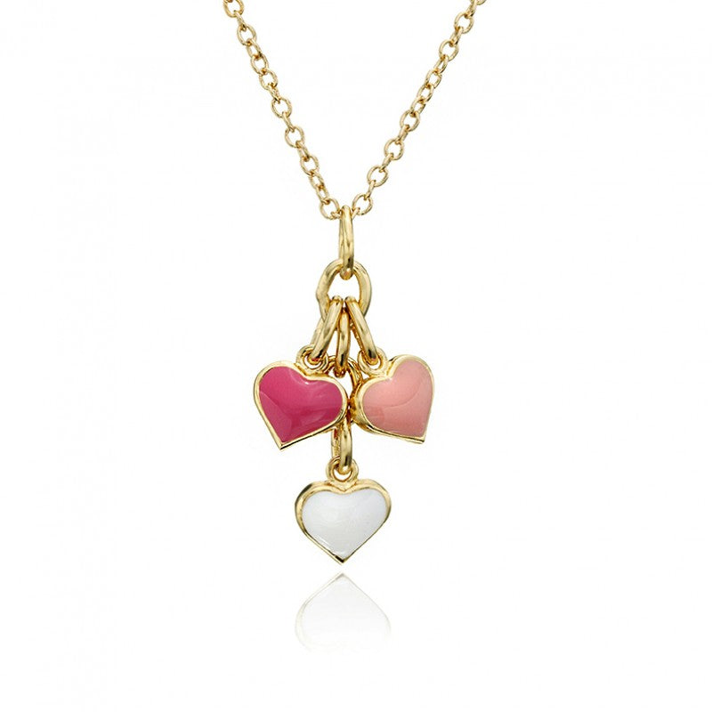 Enamel Heart Cluster Necklace