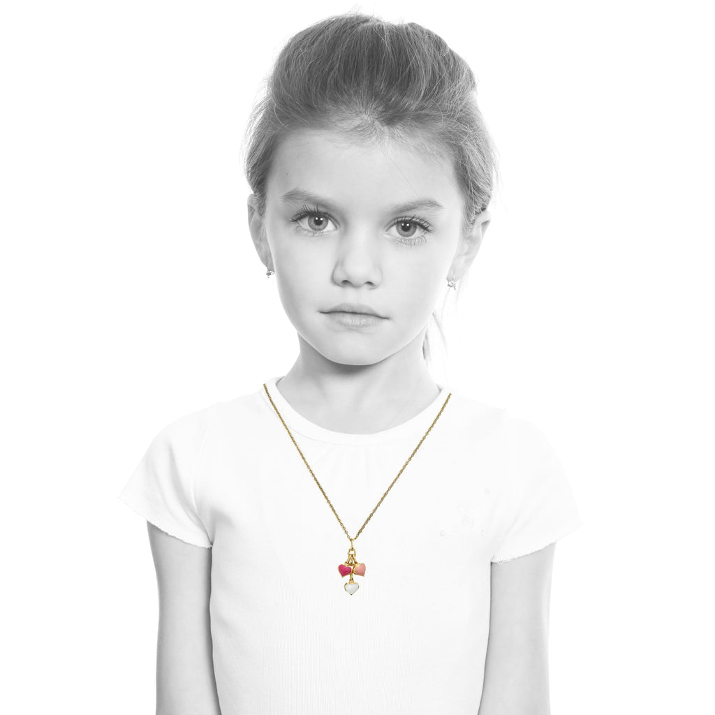 Enamel Heart Cluster Necklace