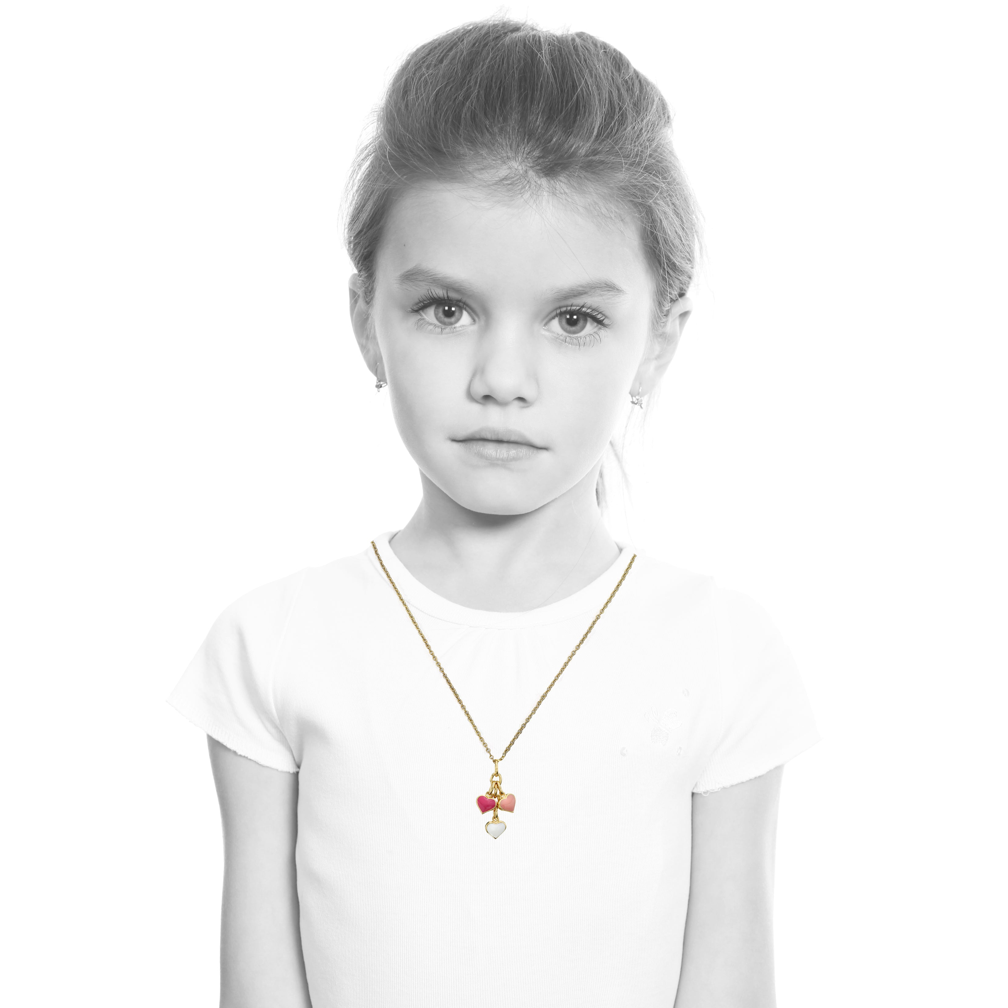 Enamel Heart Cluster Necklace