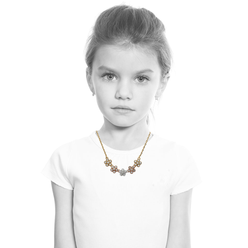 Cubic Zirconia Flowers Necklace