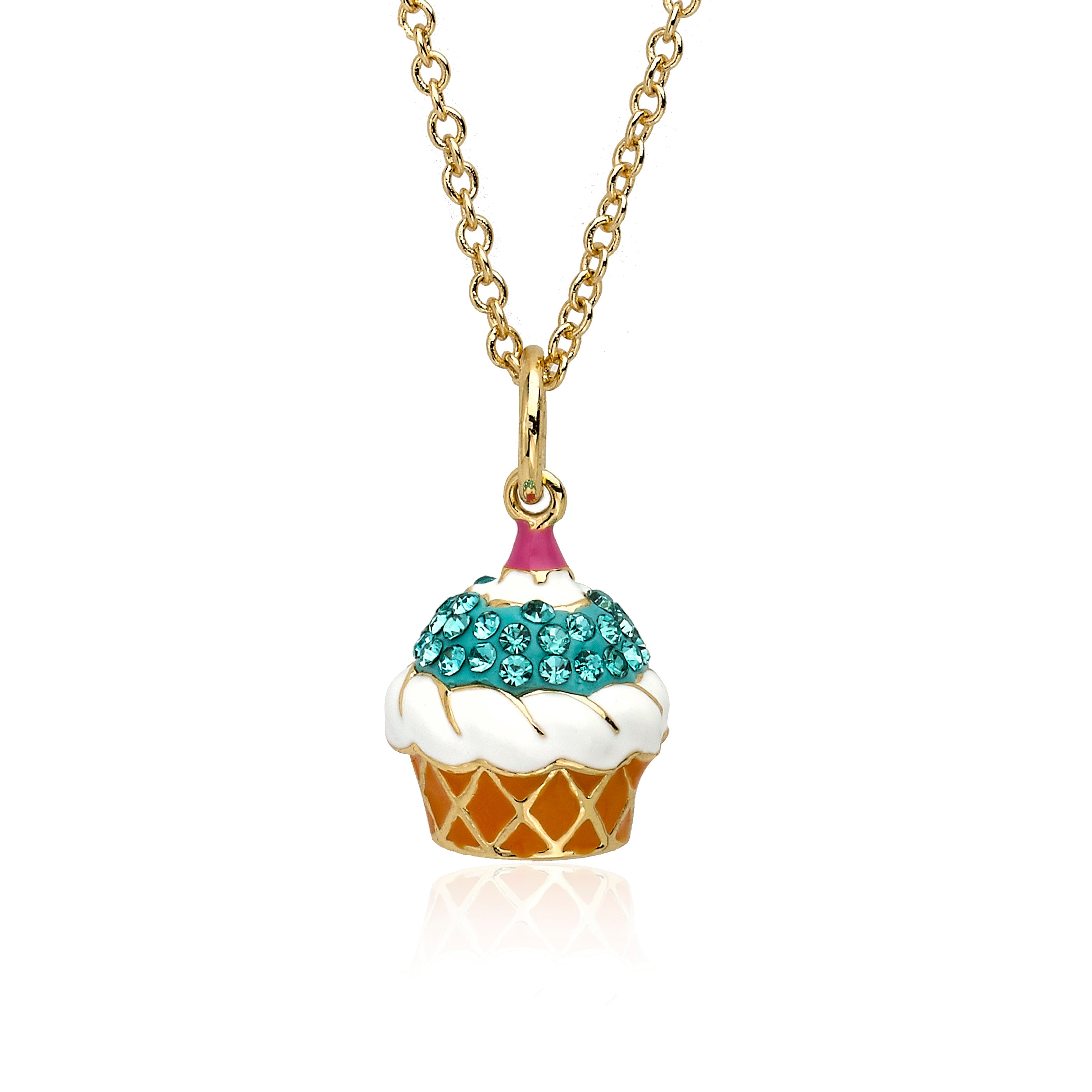 Crystal Frosted Cupcake Necklace