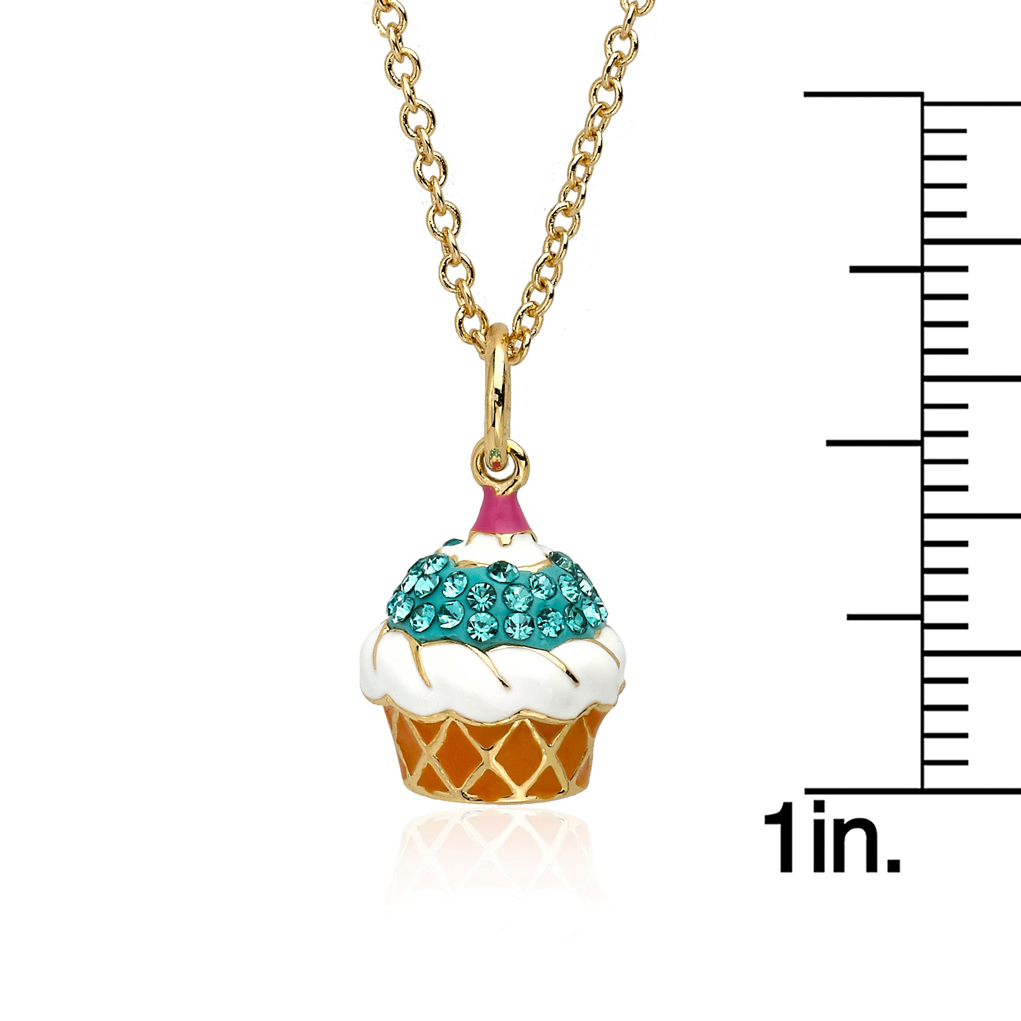 Crystal Frosted Cupcake Necklace